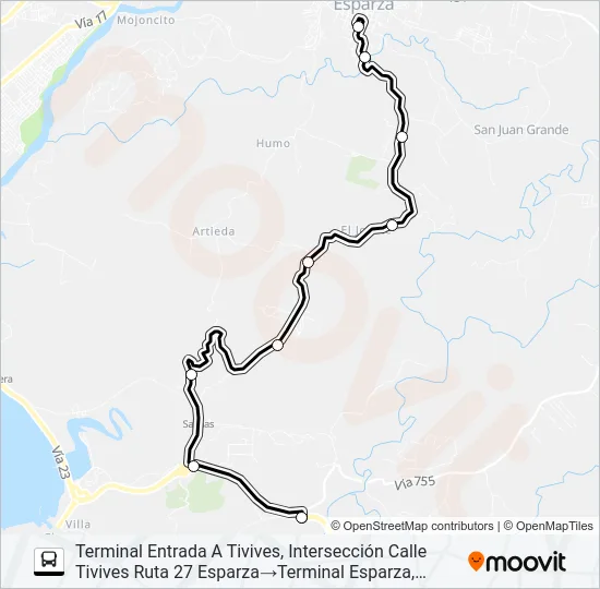 ESPARZA - ENTRADA A TIVIVES Bus Line Map