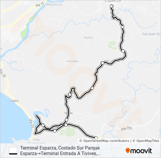 Mapa de ESPARZA - ENTRADA A TIVIVES de autobús