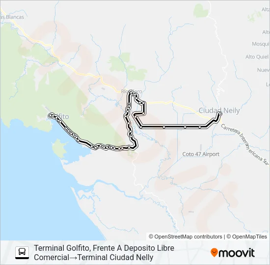 GOLFITO - CIUDAD NEILY X FINCAS Bus Line Map