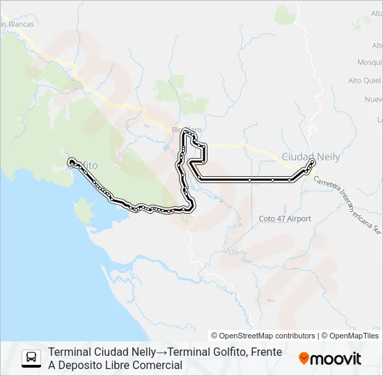GOLFITO - CIUDAD NEILY X FINCAS Bus Line Map