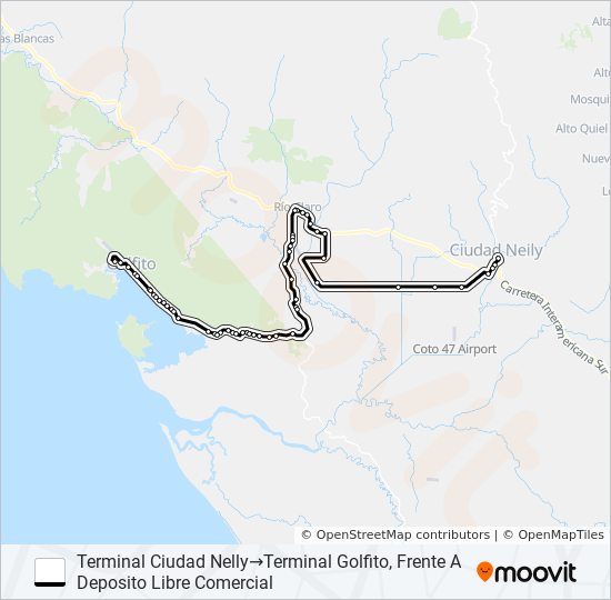 Mapa de GOLFITO - CIUDAD NEILY X FINCAS de autobús