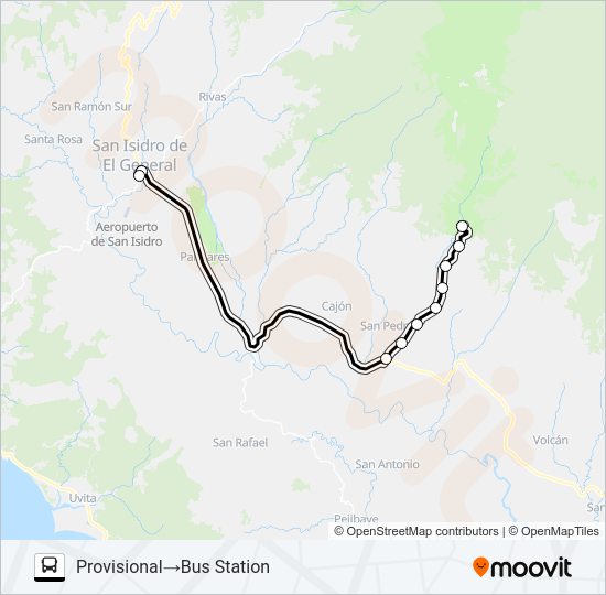 Mapa de SAN ISIDRO - ZAPOTAL - SAN JERONIMO de autobús