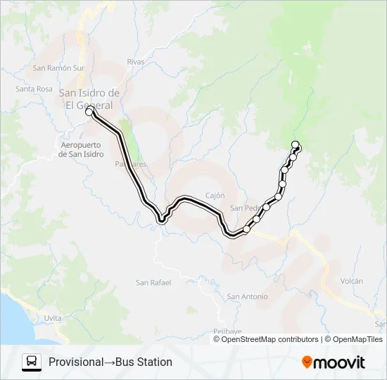 SAN ISIDRO - ZAPOTAL - SAN JERONIMO Bus Line Map