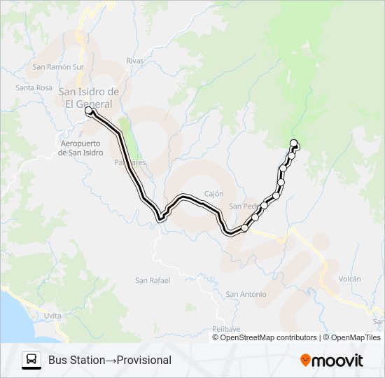Mapa de SAN ISIDRO - ZAPOTAL - SAN JERONIMO de autobús