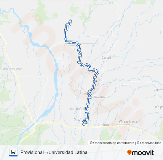 GUAPILES - ZOTA Bus Line Map