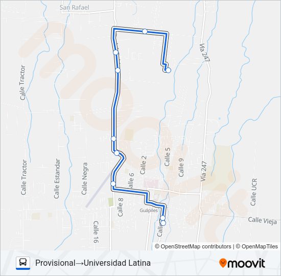 Mapa de GUAPILES - CASCADA de autobús