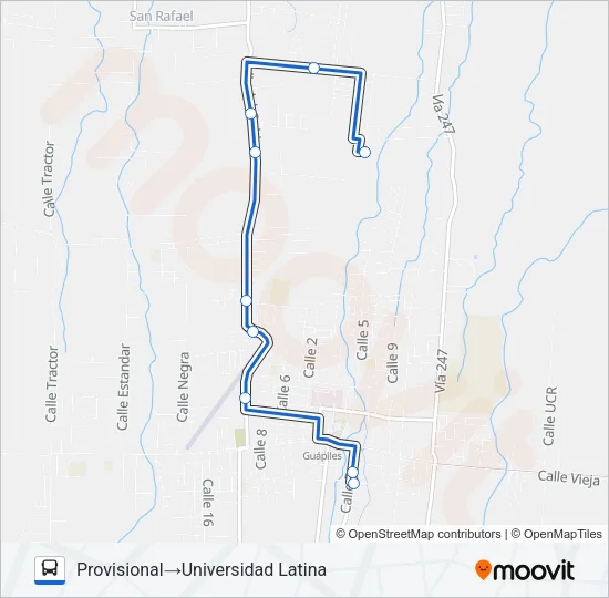 GUAPILES - CASCADA Bus Line Map