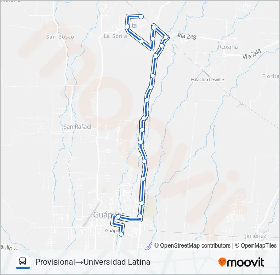 GUAPILES - LA RITA Bus Line Map