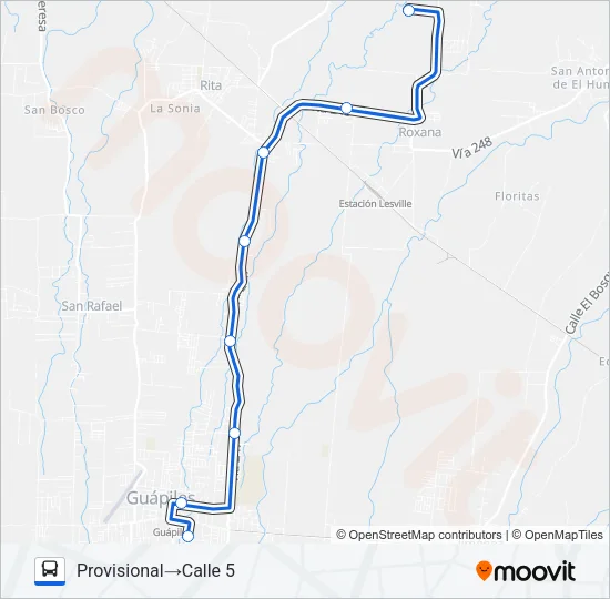 GUAPILES - LETICIA Bus Line Map