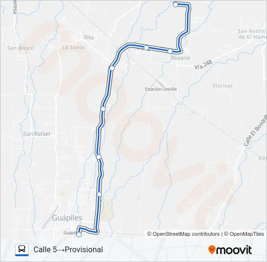 GUAPILES - LETICIA Bus Line Map