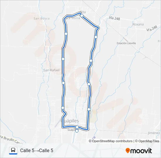 GUÁPILES - LA SONIA Bus Line Map