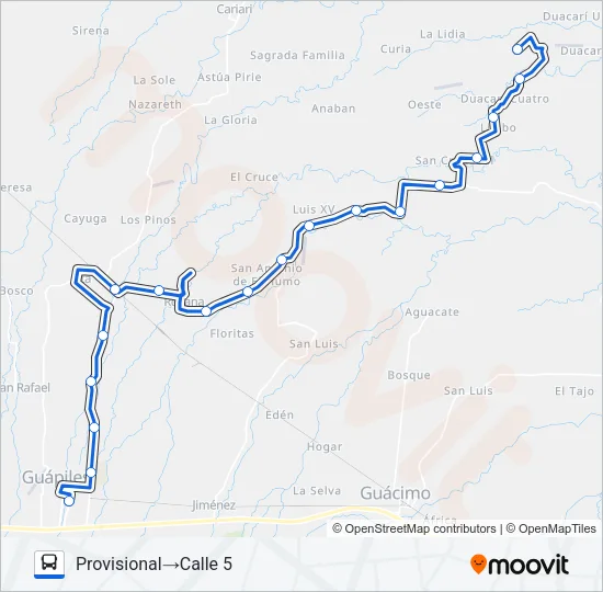 GUAPILES - DUACARI III Bus Line Map