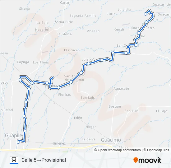 GUAPILES - DUACARI III Bus Line Map