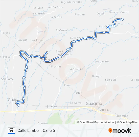 GUAPILES - DUACARI III Bus Line Map