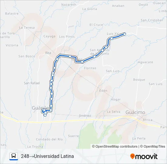 GUAPILES - SANTA CLARA Bus Line Map