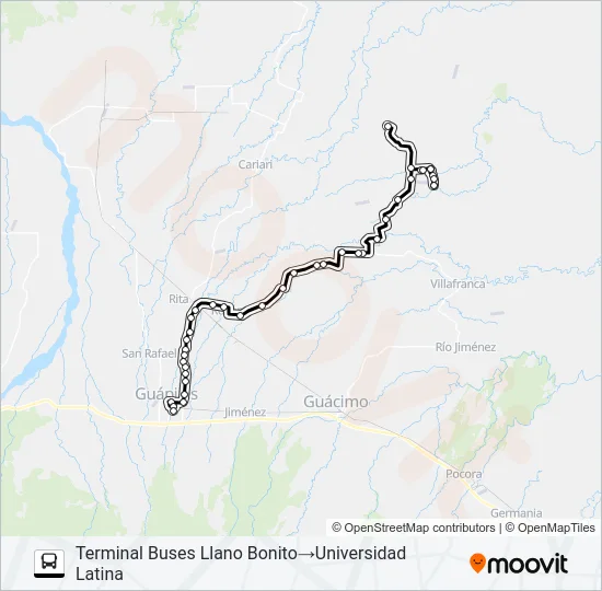 GUAPILES - LLANO BONITO Bus Line Map