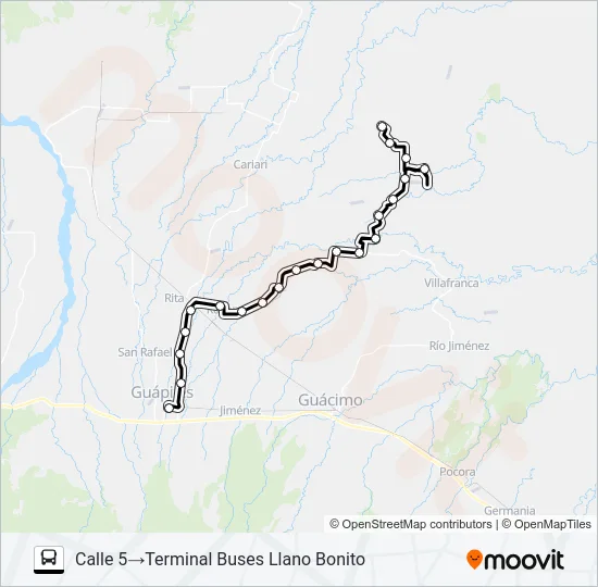 GUAPILES - LLANO BONITO Bus Line Map
