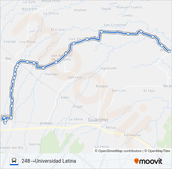 Mapa de GUAPILES - VILLA FRANCA de autobús