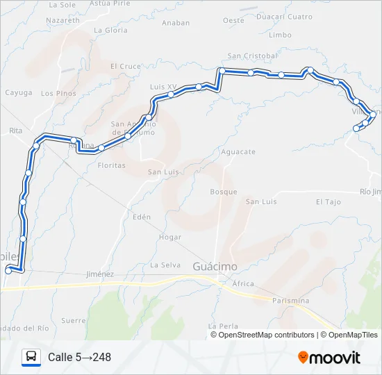GUAPILES - VILLA FRANCA Bus Line Map