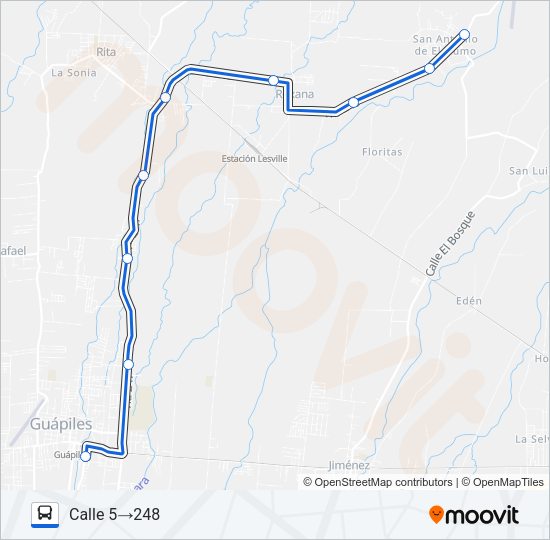 Mapa de GUAPILES - SAN ANTONIO (EL HUMO) de autobús