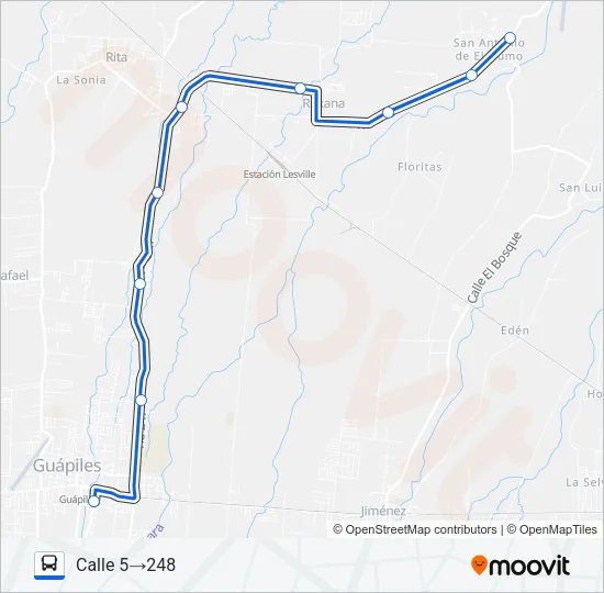 GUAPILES - SAN ANTONIO (EL HUMO) Bus Line Map