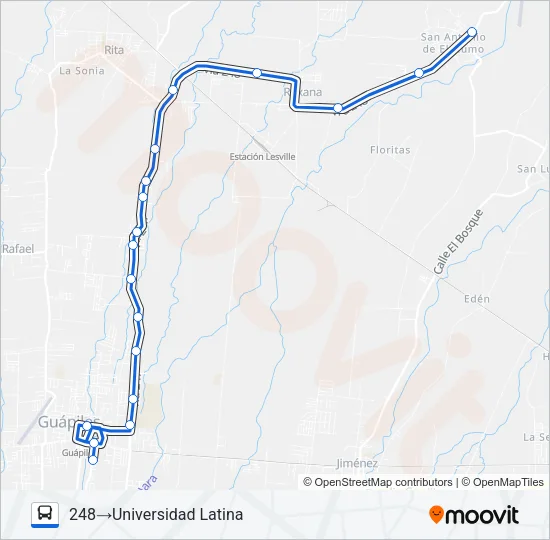 GUAPILES - SAN ANTONIO (EL HUMO) Bus Line Map