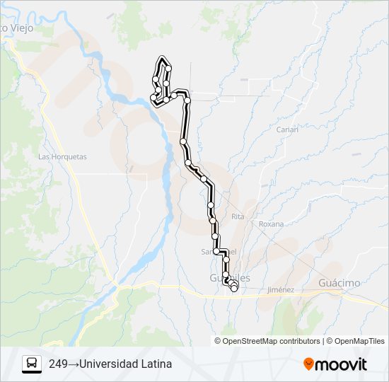 Mapa de GUAPILES - LA PRECARIA (PERIFERICA) de autobús