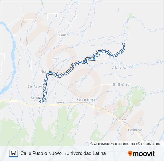Mapa de GUAPILES - LA VUELTA DE NARDO (PUEBLO NUEVO ADENTRO) de autobús