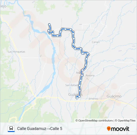 GUÁPILES - LA TERESA - TICABÁN - FINCA 1 X SAN GERARDO Bus Line Map