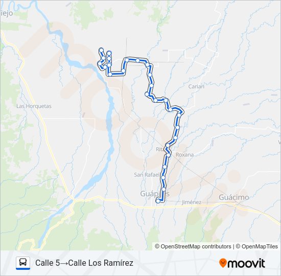 Mapa de GUÁPILES - LA TERESA - TICABÁN - FINCA 1 X SAN GERARDO de autobús