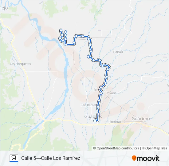 GUÁPILES - LA TERESA - TICABÁN - FINCA 1 X SAN GERARDO Bus Line Map