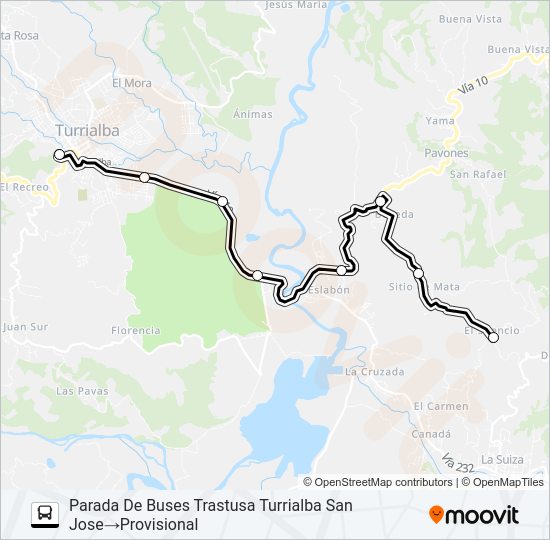 TURRIALBA - EL SILENCIO Bus Line Map