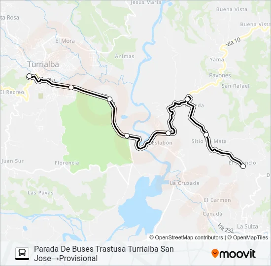 TURRIALBA - EL SILENCIO Bus Line Map