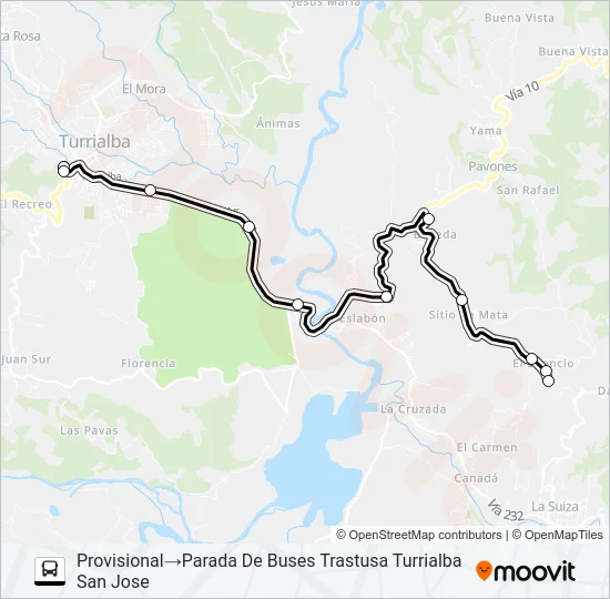 TURRIALBA - EL SILENCIO Bus Line Map