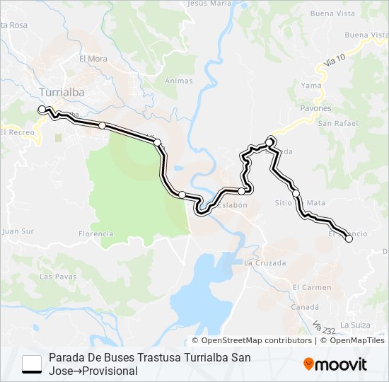 TURRIALBA - EL SILENCIO bus Line Map
