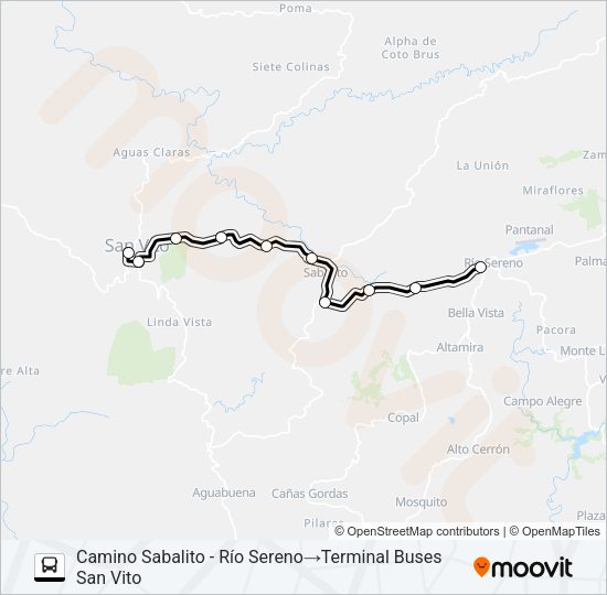 Mapa de SAN VITO - RIO SERENO de autobús