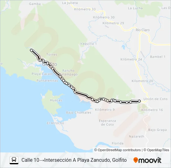 GOLFITO - KM 14 Bus Line Map