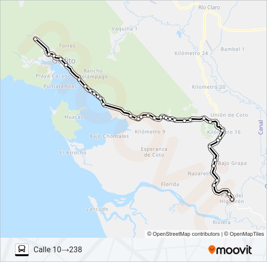 Mapa de GOLFITO - RIO COTO de autobús