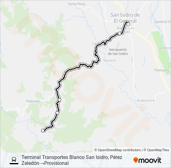 Mapa de SAN ISIDRO  -  SAN SALVADOR de autobús