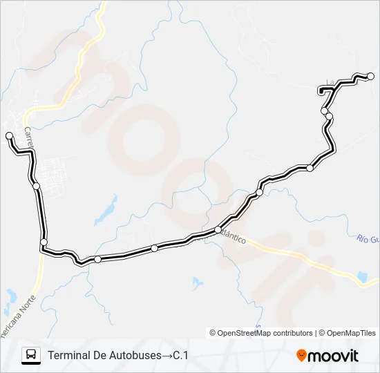 LA CRUZ - LA GARITA Bus Line Map