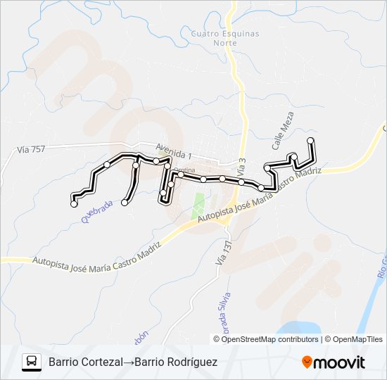 BARRIO CORTEZAL - BARRIO RODRÍGUEZ (URBANO OROTINA) Bus Line Map