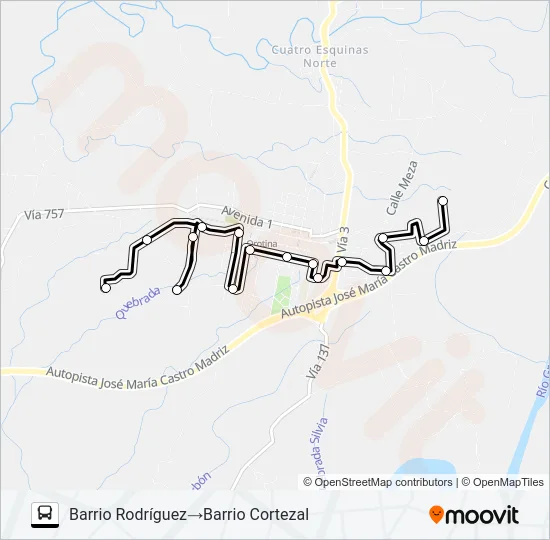 BARRIO CORTEZAL - BARRIO RODRÍGUEZ (URBANO OROTINA) Bus Line Map