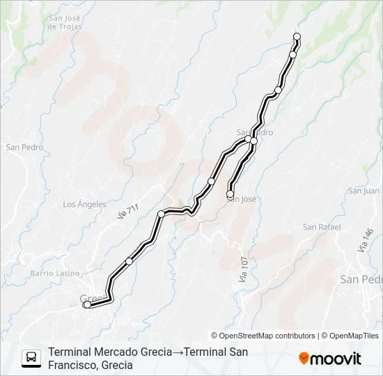 GRECIA - SAN ISIDRO - CALLE ACHIOTE - SAN FRANCISCO Bus Line Map