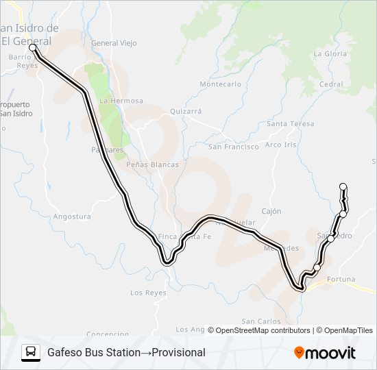 Mapa de SAN ISIDRO - TAMBOR de autobús