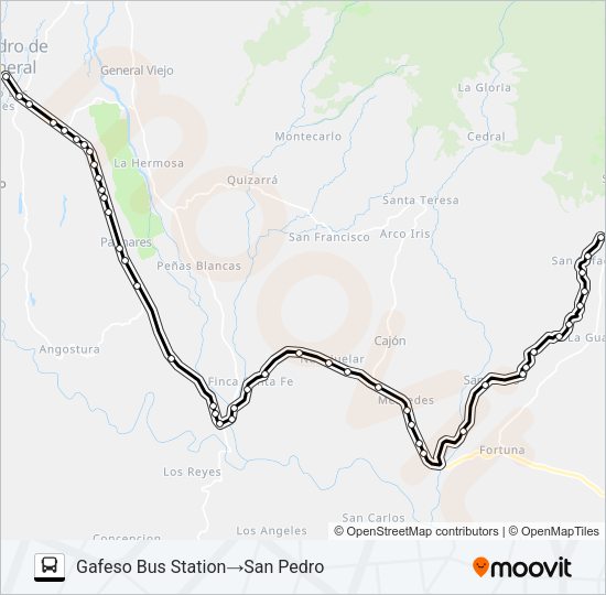Mapa de SAN ISIDRO - SAN RAFAEL de autobús