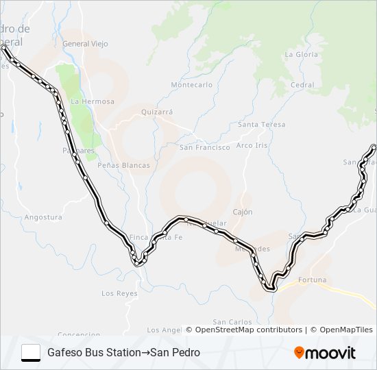 Mapa de SAN ISIDRO - SAN RAFAEL de autobús
