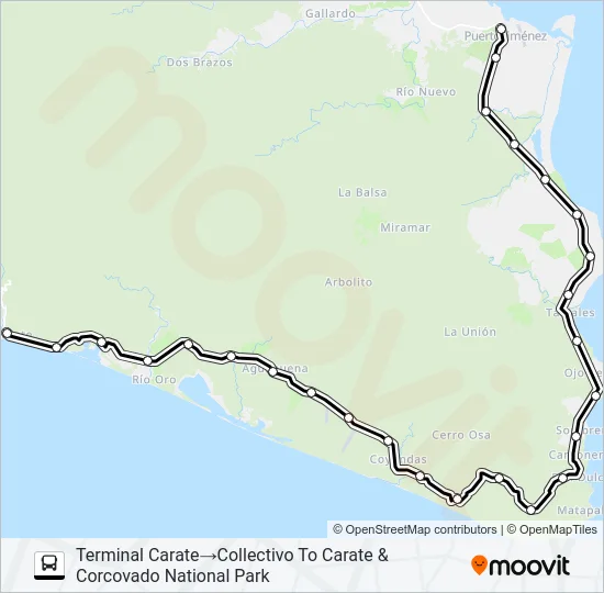 PUERTO JIMENEZ - CARATE Bus Line Map