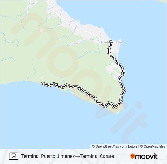 Mapa de PUERTO JIMENEZ - CARATE de autobús