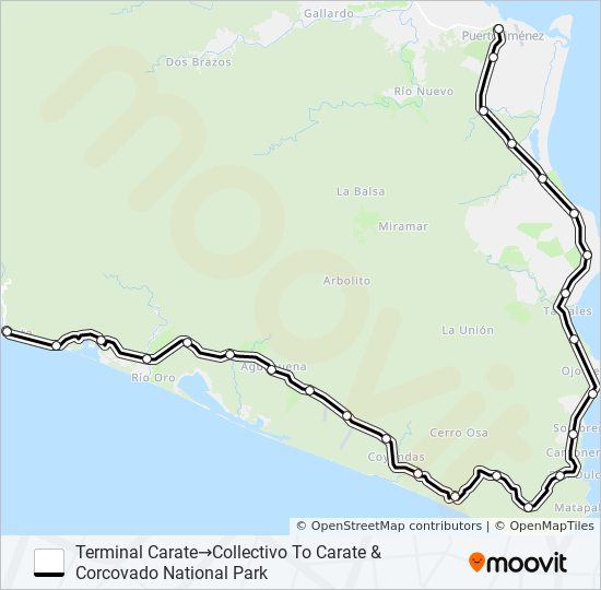 PUERTO JIMENEZ - CARATE bus Line Map