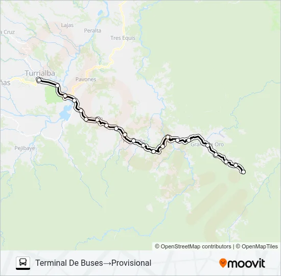 TURRIALBA - GRANO DE ORO  -  QUETZAL Bus Line Map